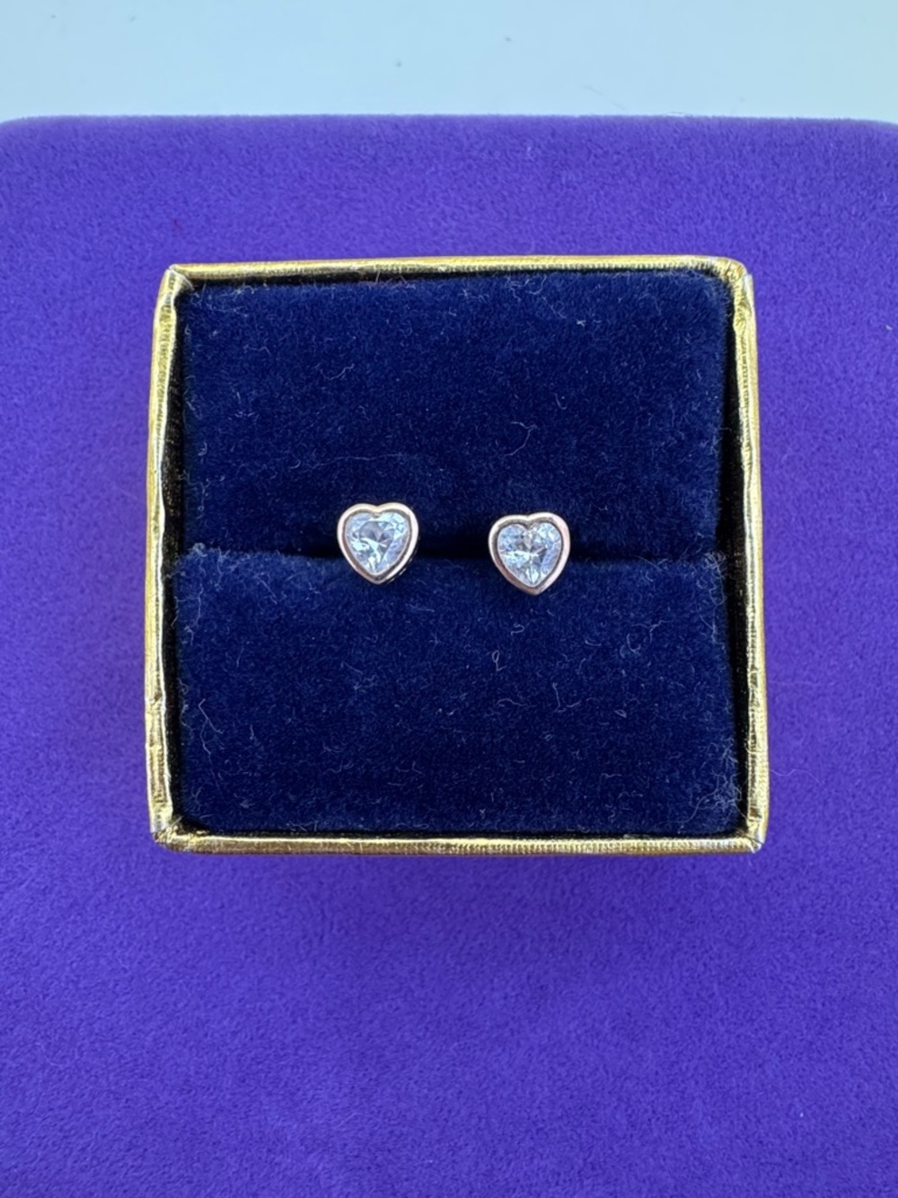 💛 Classic 925 Rose Gold Plated Heart Shaped Cubic Zirconia Stud Earrings